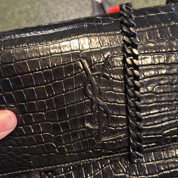 Last chanceEUC calfskin Crocodile Embossed Medium Sunset Saint Laurent purse - Picture 10 of 10